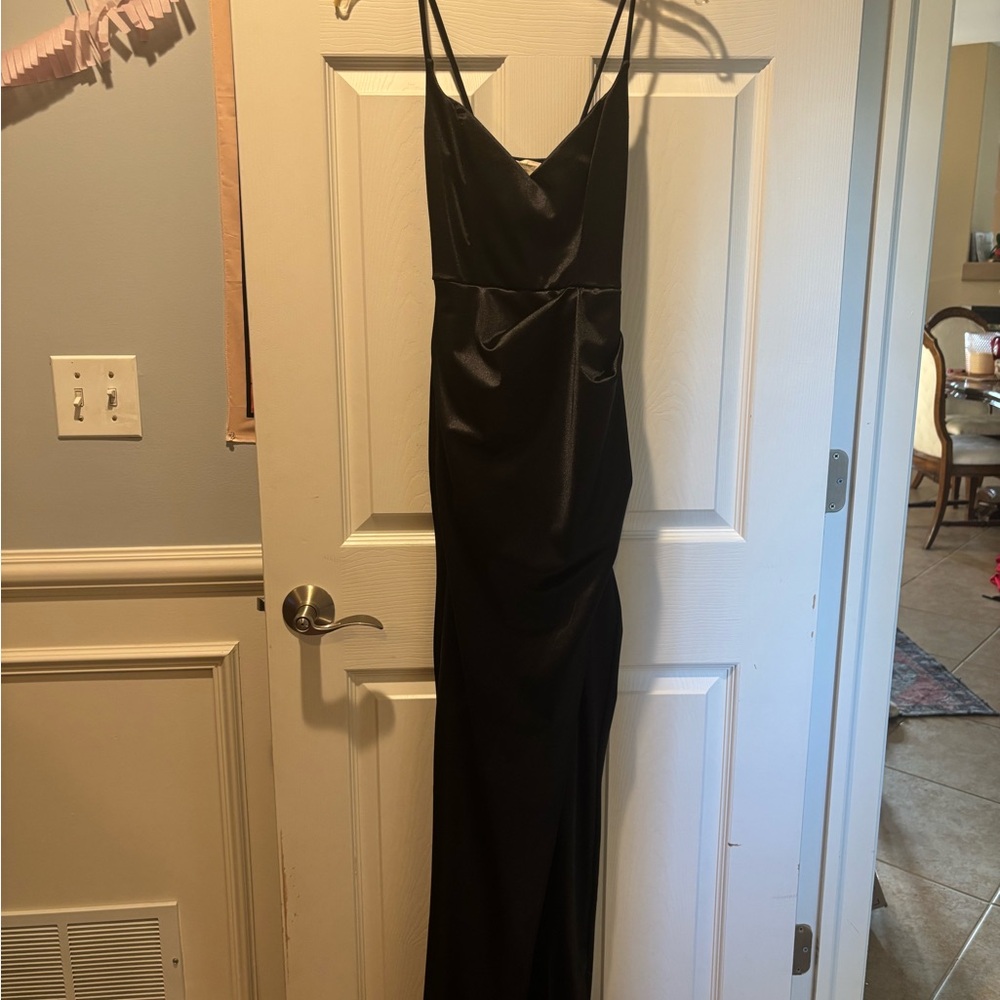 Elegant Black Satin Dress